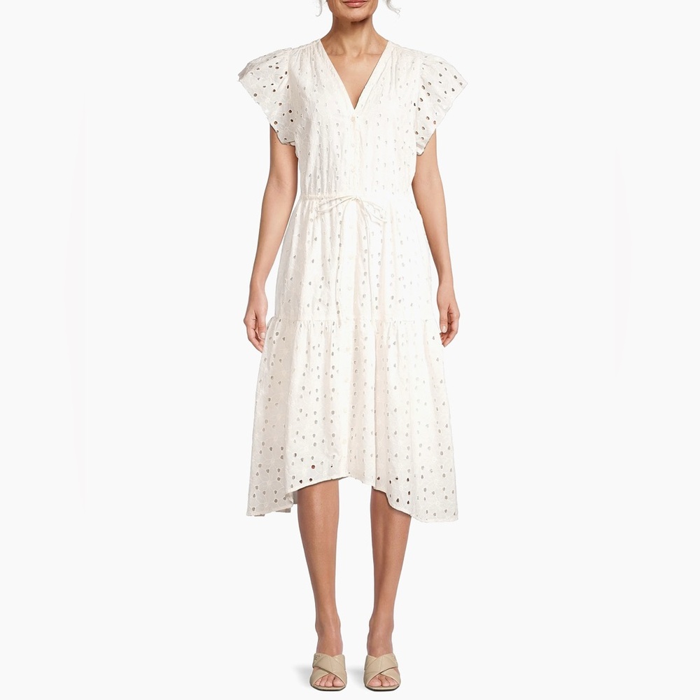 Birds of Paradis Kristi Embroidered Midi Cotton Dress